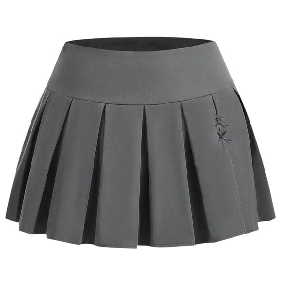 ROMWE Dresses & Skirts - Romwe Kawaii Gray High Waist Pleated Mini Skirt with Built in Shorts Size S NWT